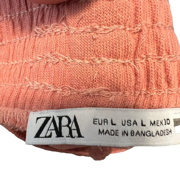 Zara Coral Knit Wide Leg Pull‎ On Pants Size Large - Picture 4 of 7